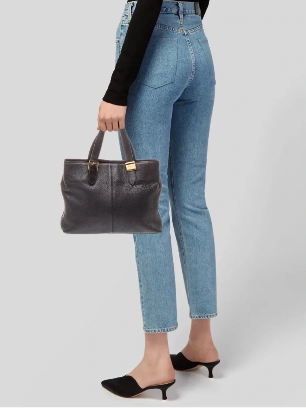 Vintage Burberrys “Buckle” Tote in soft pebbled calfskin leather